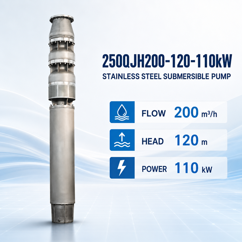 Máy bơm ngập nước bằng thép không gỉ 110 kW Máy bơm giếng sâu đầu cao để chuyển nước