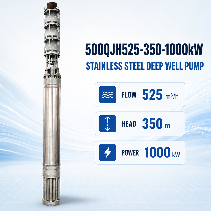 525 m3/h Dòng chảy 350 m Đầu 1000 kW Sức mạnh Thép không gỉ Máy bơm nước biển chìm sâu
