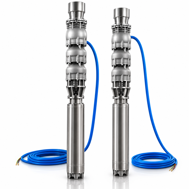 Bơm chìm giếng sâu lưu lượng 300 m³/h, cột áp 100 m, động cơ 140 kW cho ứng dụng nước biển